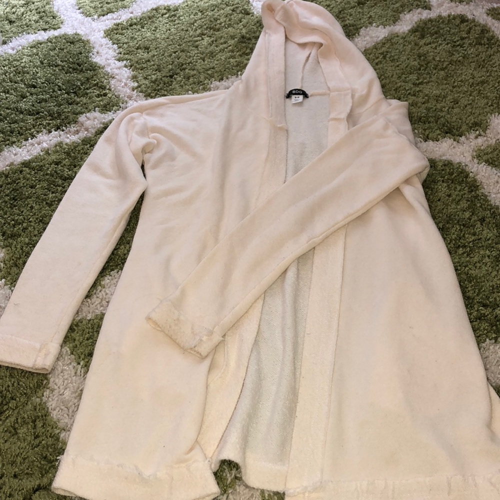 Cream Urban Outfitters long sweater with hood